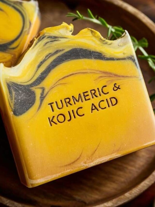 Turmeric And Kojic Soap : Achieve a more even skin tone and reduce hyperpigmentation .