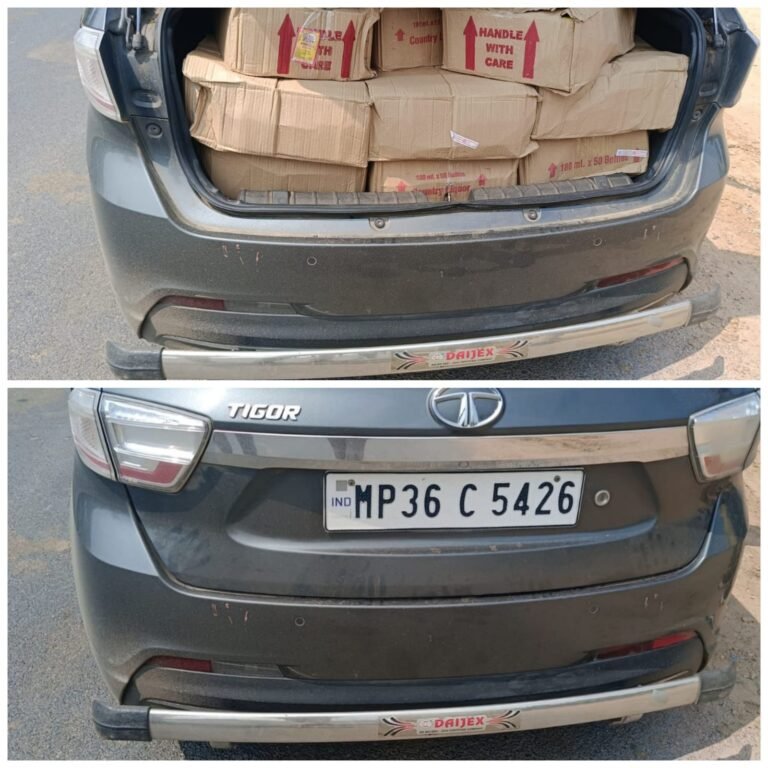 टीकमगढ़ पुलिस ने खोला मोर्चा, चार पहिया वाहन से शराब सहित वाहन को किया जप्त