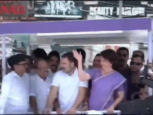 Priyanka Gandhi road show in Wayanad Rahul Gandhi