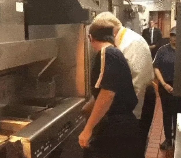 Trum made French fries and served food people