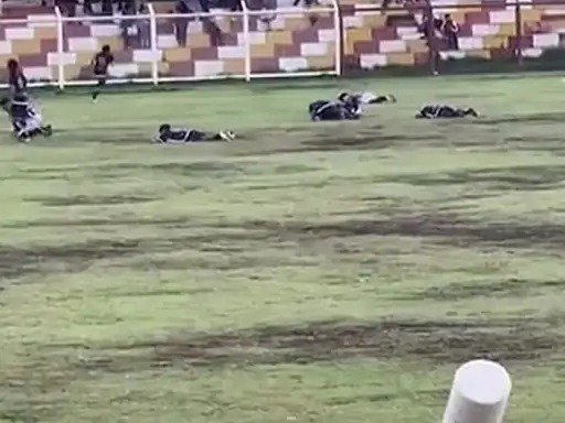 Lightning struck in live football match