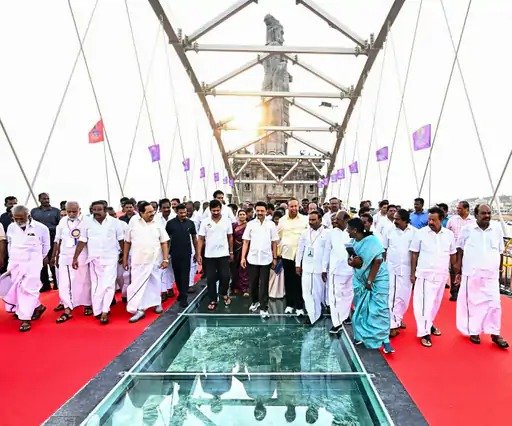 India first glass bridge built in sea of Kanyakumari 