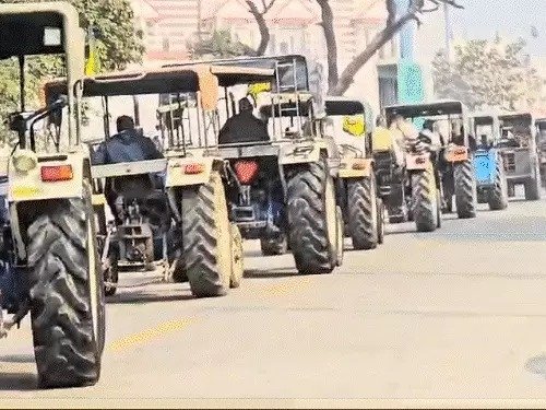 Protest at Shambhu border Farmers tractor march in Haryana