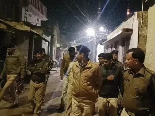 stone pelting on ram wedding tableau in Darbhanga