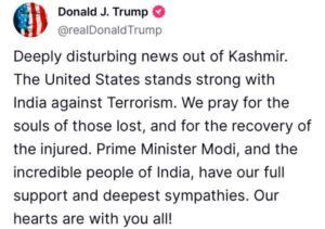 trump on kashmir Pahalgam terror attack