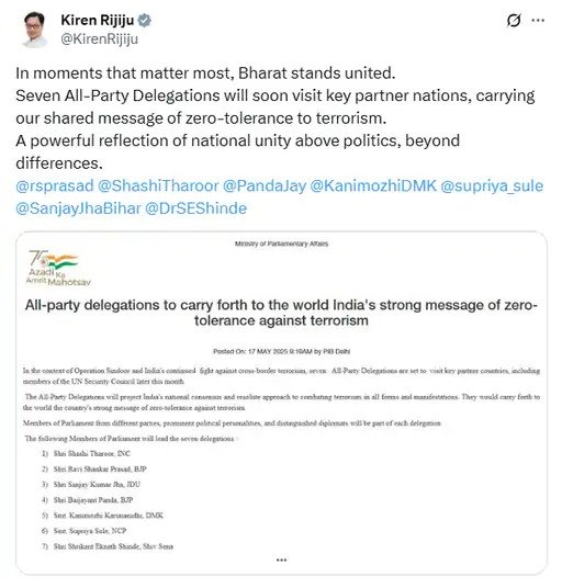 operation sindoor india global mission mps visit tharoor row