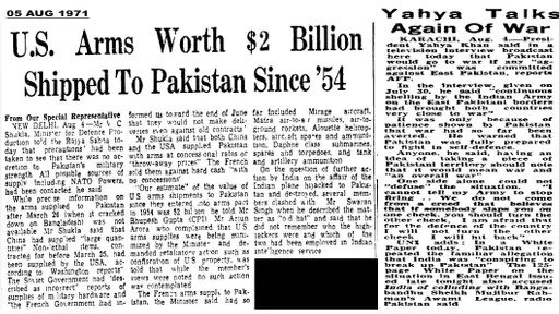 indian army 1971 newspaper pakistan us weapons trump india tariff warning