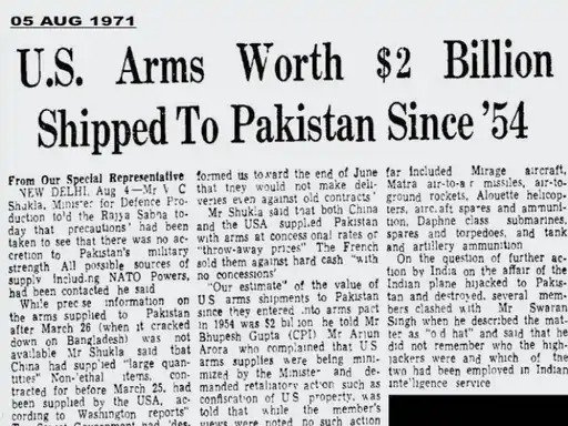 indian army 1971 newspaper pakistan us weapons trump india tariff warning