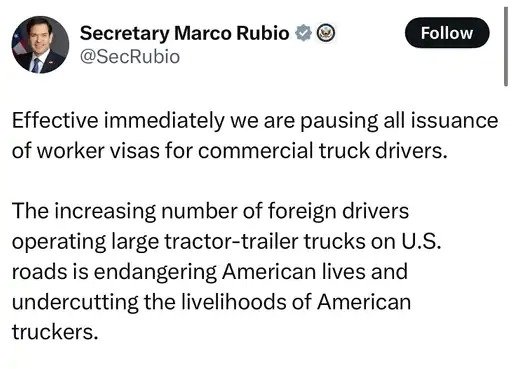 अमेरिका की कड़ी सज़ा – भारतीय ट्रक ड्राइवरों पर वीजा बैन!