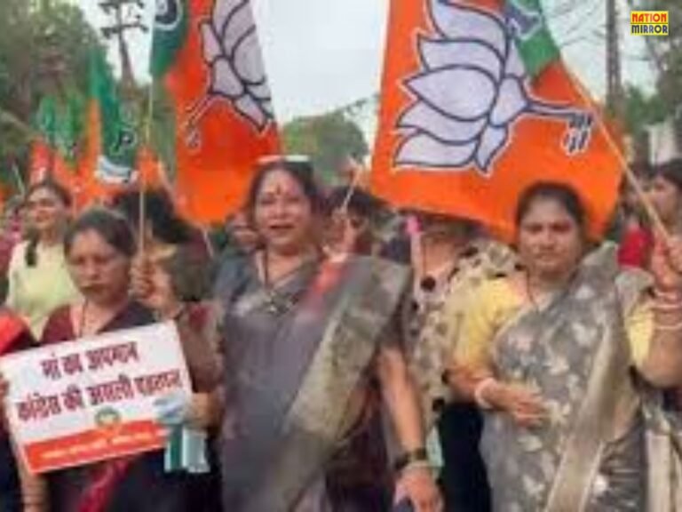 BJP Mahila Morcha Congress headquarters protest