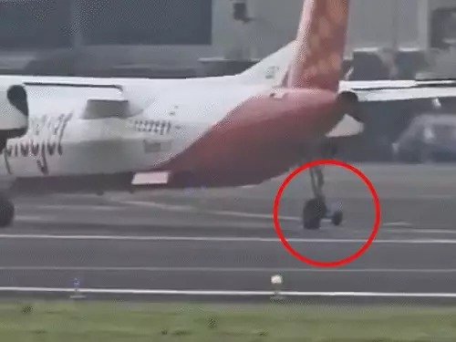 spicejet flight tire fell takeoff pilot safe landing mumbai