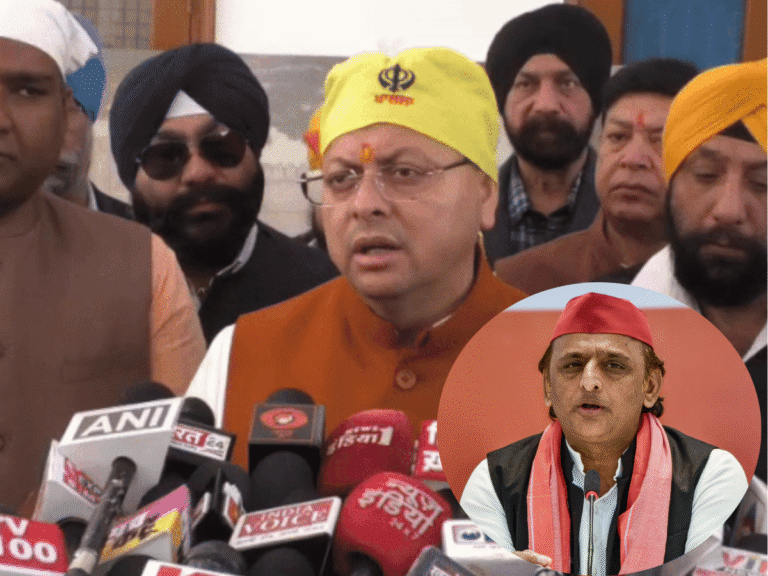 CM Dhami surrounded Akhilesh Yadav
