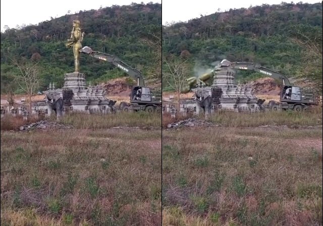 Thailand Cambodia dispute, Vishnu statue destroyed, Preah Vihear temple conflict, Thailand Cambodia border tension, Southeast Asia conflict, religious site dispute 