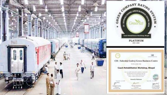भोपाल रेलवे ग्रीन प्लेटिनम अवार्ड: भोपाल रेलवे नई पहचान, कोच कारखाने को मिला ग्रीन प्लेटिनम अवार्ड