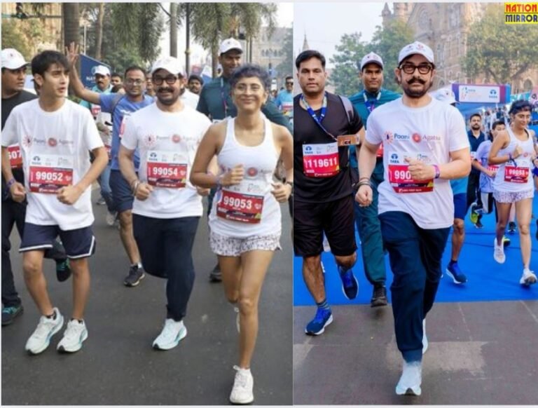 Aamir Khan Mumbai Marathon आमिर ने मैराथन में किया पार्टीसिपेट