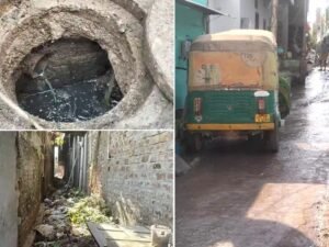 पेयजल पाइप लाइन नालियों के बीच से निकल रही