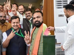 बिहार में NDA की वोटिंग पूरी, तेजस्वी ने डाला वोट