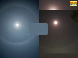 आसमान में दिखा दुर्लभ नजारा ‘लूनर हेलो’