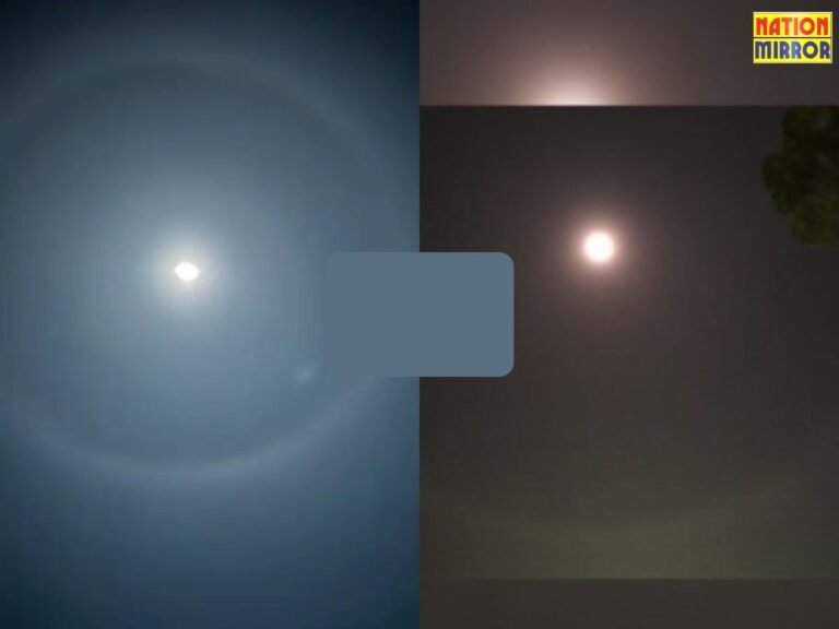 आसमान में दिखा दुर्लभ नजारा ‘लूनर हेलो’