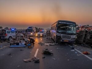 बस-पिकअप की टक्कर