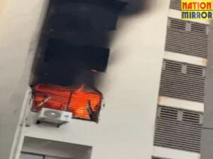 इमारत के छठे माले पर लगी आग