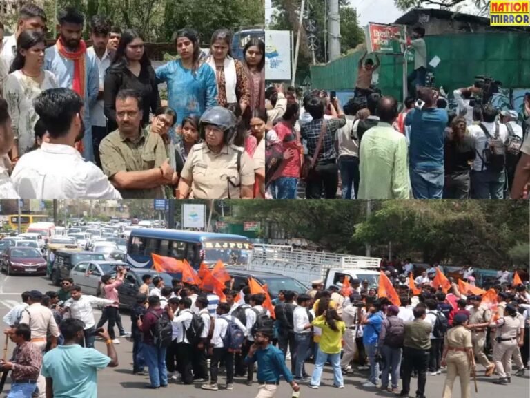 छात्राओं की सुरक्षा को लेकर एबीवीपी का उग्र प्रदर्शन