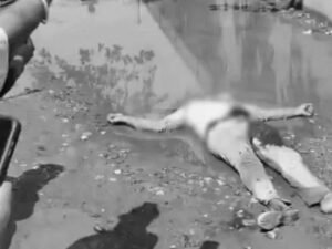 जमीन पर बिना सिर के पड़ा धड़।