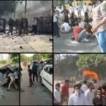 नोएडा में फैक्ट्री कर्मचारियों का प्रदर्शन,गाड़ियों में की तोड़फोड़ और लगाई आग