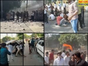 नोएडा में फैक्ट्री कर्मचारियों का प्रदर्शन,गाड़ियों में की तोड़फोड़ और लगाई आग