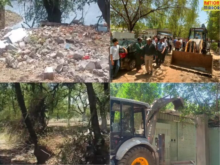 बड़ा तालाब में कब्जे को हटाने की कार्रवाई जारी